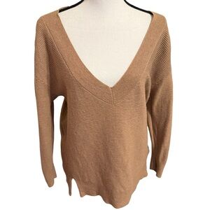 WHBM Camel V-Neck Sweater